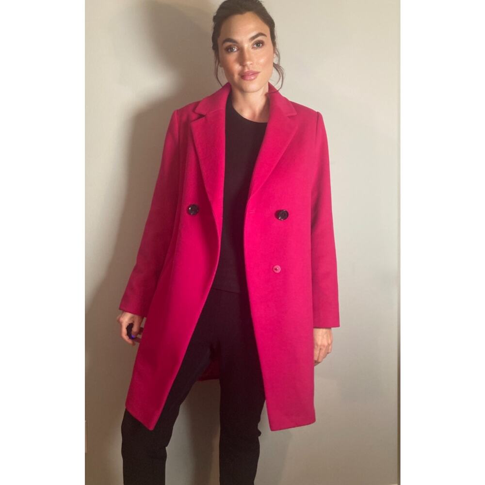 Sam Edelman Pink Wool Blend Double Breasted Coat ~ Bright! ~ Sz Med $220